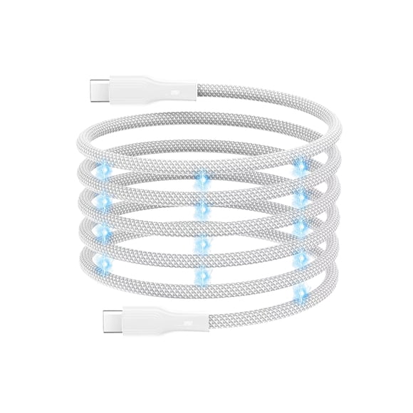 Cable de Carga USB C Mubitech Blanco Carga Rápida 65 W Tipo C Magnético