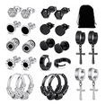 thumbnail image 1 of 12pares Aretes Hombre Mujer Pendientes De Acero Inoxidable NEGRO, 1 of 5