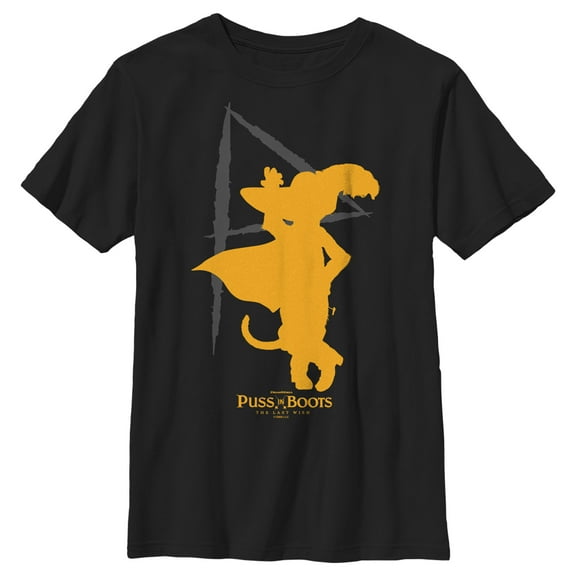 Boy's Puss in Boots: The Last Wish Yellow Silhouette Graphic Tee Black X Large