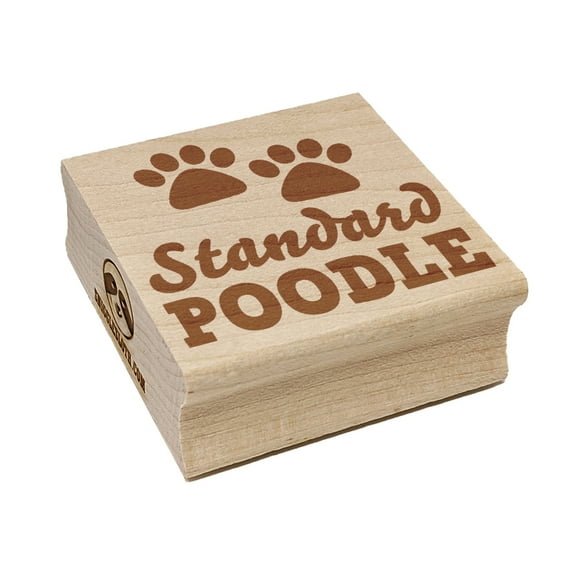 Standard Poodle Dog Paw Prints Fun Text Square Rubber Stamp Stamping Scrapbooking Crafting - Medium 1.75in