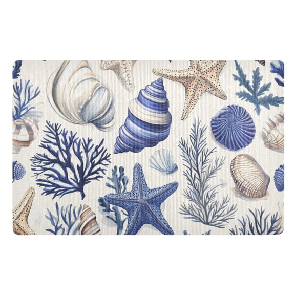 Shells and Starfish Floor Door Mat Outdoor Indoor for Home Entrance Welcome Mats 32"x20"