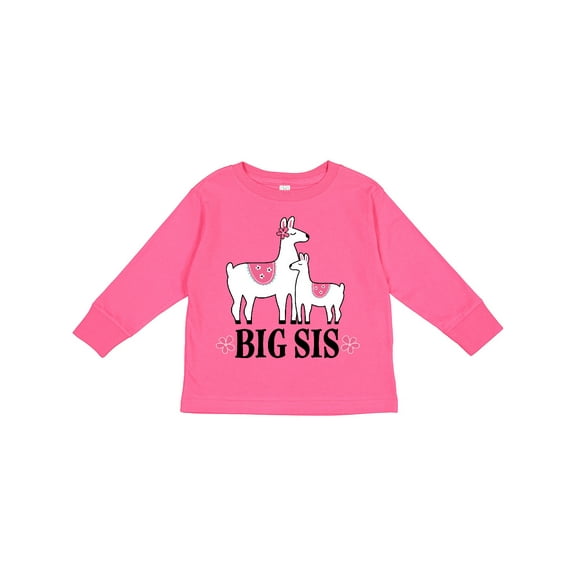 Inktastic Big Sis Girls Llama Sister Girls Long Sleeve Toddler T-Shirt