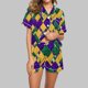 thumbnail image 1 of Puntoco Conjuntos de pijama cómodos para mujer, blusa de manga corta con estampado de carnaval a la moda para mujer, traje de pijama con pantalones cortos a la moda, 1 of 5