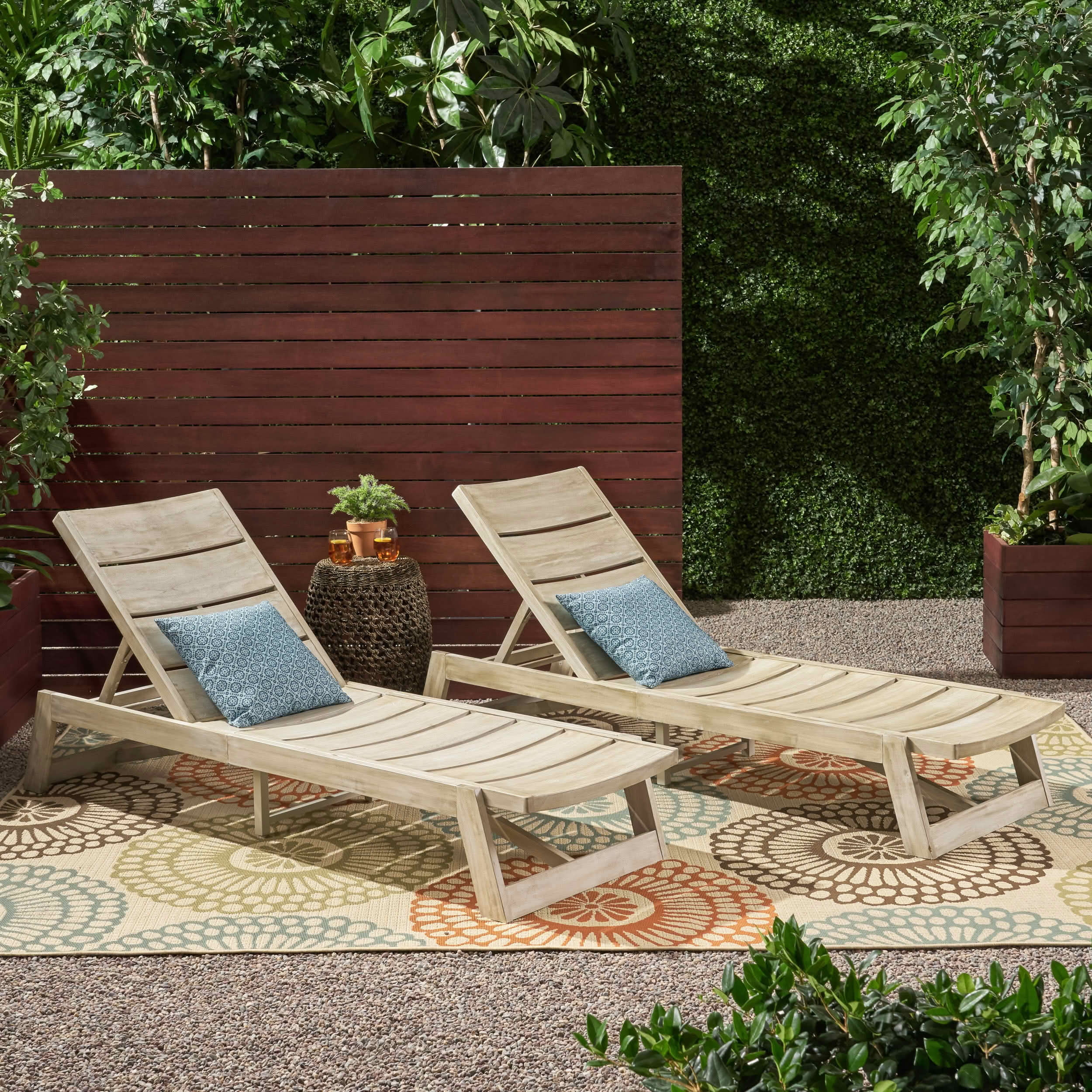 MAYEERTY Patio Lounge Chair Outdoor Chaise Lounge Outdoor Sunbathing Recliner ( SET OF 2 )