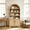 Natural Oak, variant on Bestier 71" Tall Kitchen Pantry Storage Cabinet, 4-Tier Arched Bookshelves with 3 Adjustable Shelves & 2 Doors, Display Shelf with Storage for Living Room Home Office, Black