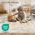 thumbnail image 4 of ODIKA 4'x6' Washable Area Rug Neutral Vintage Ornamental Distressed Livingroom Playroom Dining for Home Office, Under Desk, Non-Slip Chair-Friendly, Flatwoven, 4 of 7