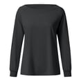 thumbnail image 4 of Moda mujer encaje sólido manga larga encaje patchword o-cuello camisa blusa Fridja  hkj1722, 4 of 6