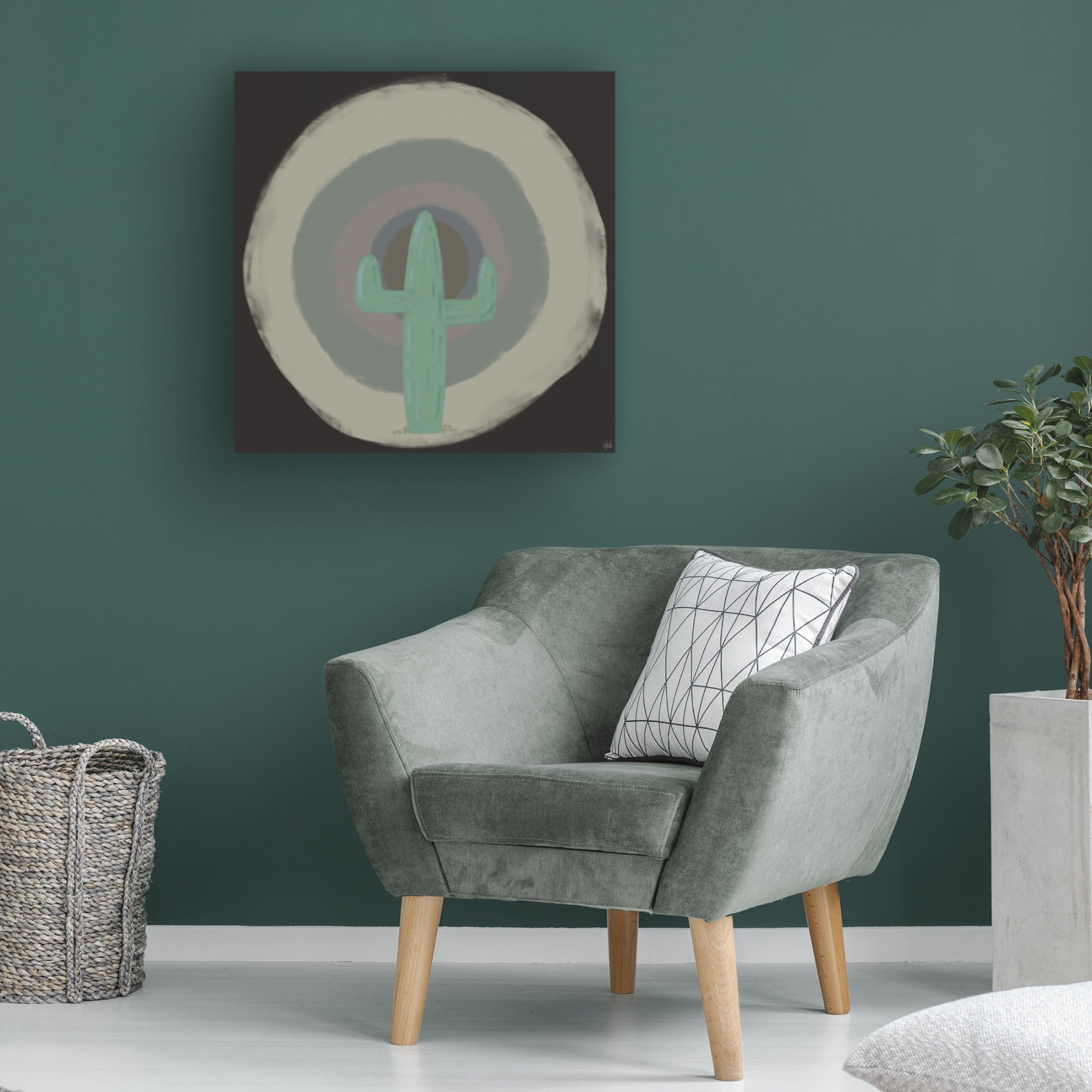 Canvas Wall Art - Line and Brush 'Sun Cactus Target' Wall Art for Living Room, Bedroom, or Office Décor by Trademark Fine Art - 18 x 18 Inches