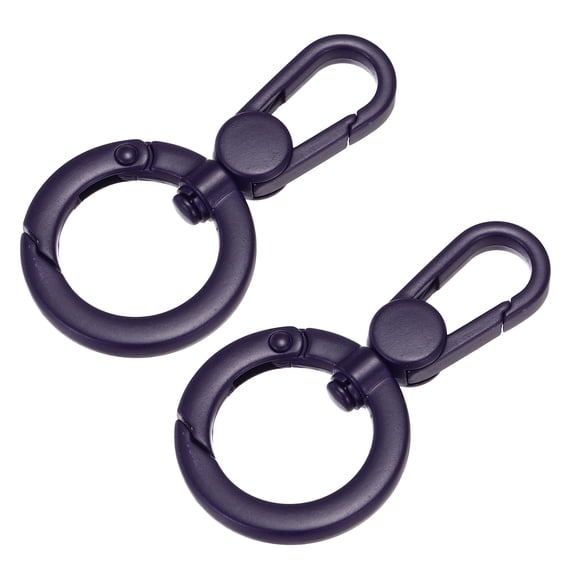 Uxcell 2 Pcs Double Opening Snap Hooks Swivel Keychain Clasp Clips Metal Swivel Lobster Claw Clasp for Jewelry Making Crafts Backpack Bag Strap  Phone Case, Purple