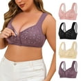 thumbnail image 2 of felwors Bra for Older Women, Breathable Front Closure Daisy Bra, 2025 New Comfortable Front Close Button Bras No Underwire Grey, 36/80, 2 of 8