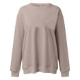 thumbnail image 4 of Quealent Crewneck Sweatshirts for Women Pullover Long Sleeve High Low Side Split Hem Basic Fall Fashion Sweatshirt Top Khaki for Size M, 4 of 7