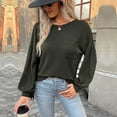 thumbnail image 2 of Women's Waffle Knit Sweater Tops Long Sleeve Loose-Fit Pullover Hoodie Solid Color Casual Blouse Sweatshirt, 2 of 5