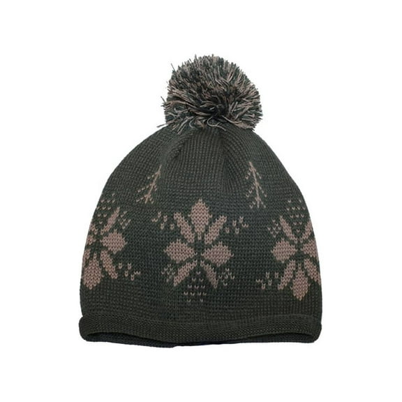 JACQUARD KNITTED CAP - Olive