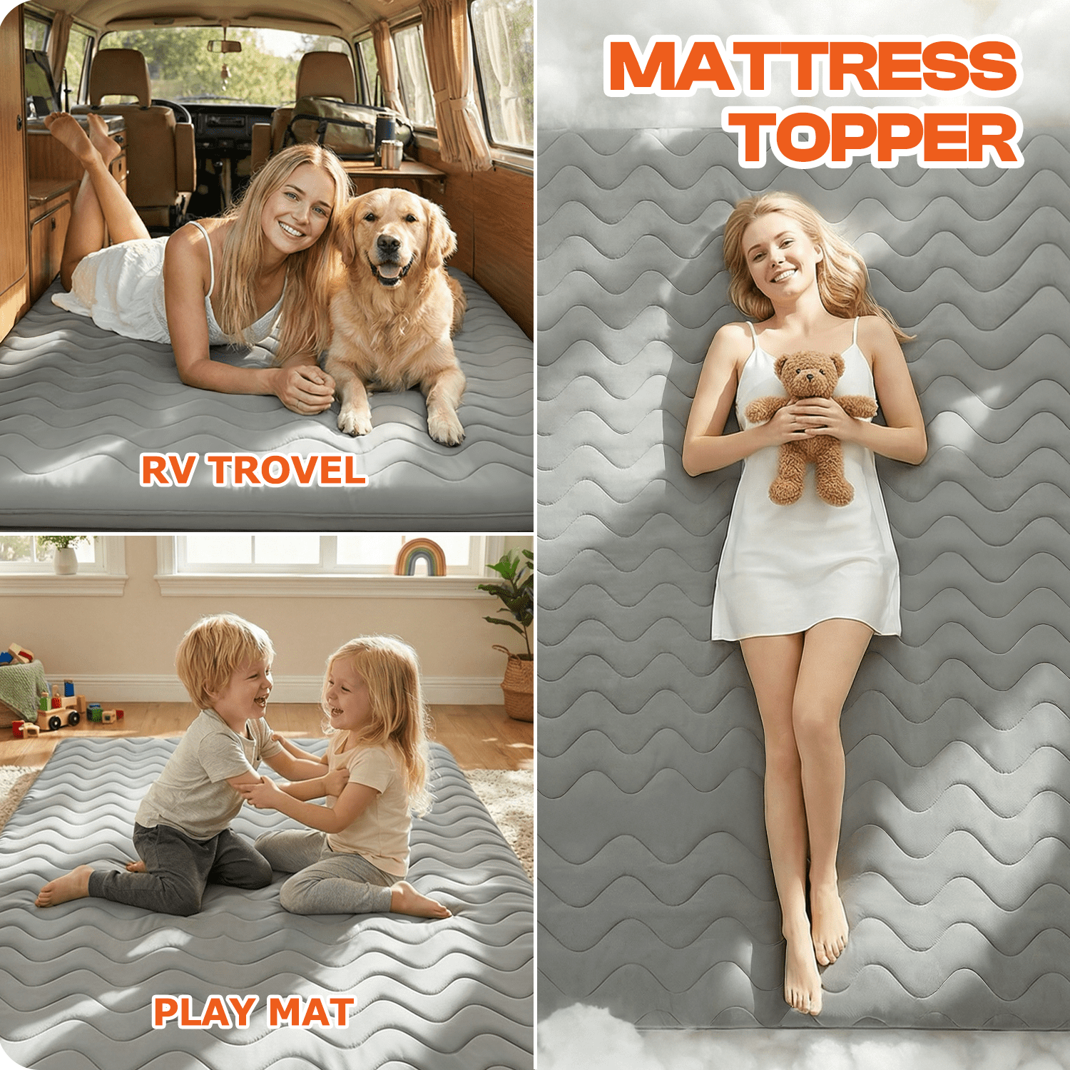 Japanese Floor Mattress Futon - 3.5" Extra Firm Foldable Tatami Mat, 5-Layer Support with High-Density Foam Portable Floor Bed for Guest, Dorm, Kids Room & Camping Grey Twin