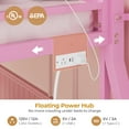 thumbnail image 4 of Afuhokles Twin Over Twin Low Bunk Bed with Bookshelves, Storage Drawers and Power Outlet, LED Metal Floor Bunk, Pink, 4 of 8