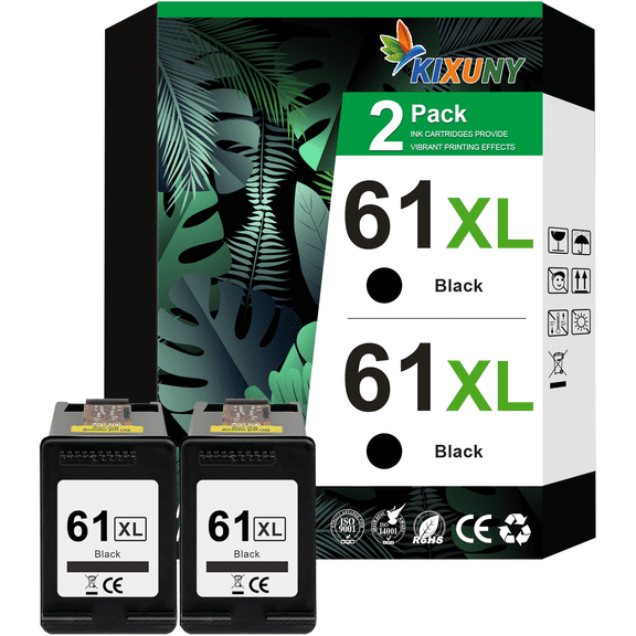 61 Black Ink Compatible for HP 61XL Black Ink Cartridge for HP Printer Ink 61 61XL Black (2 Pack)