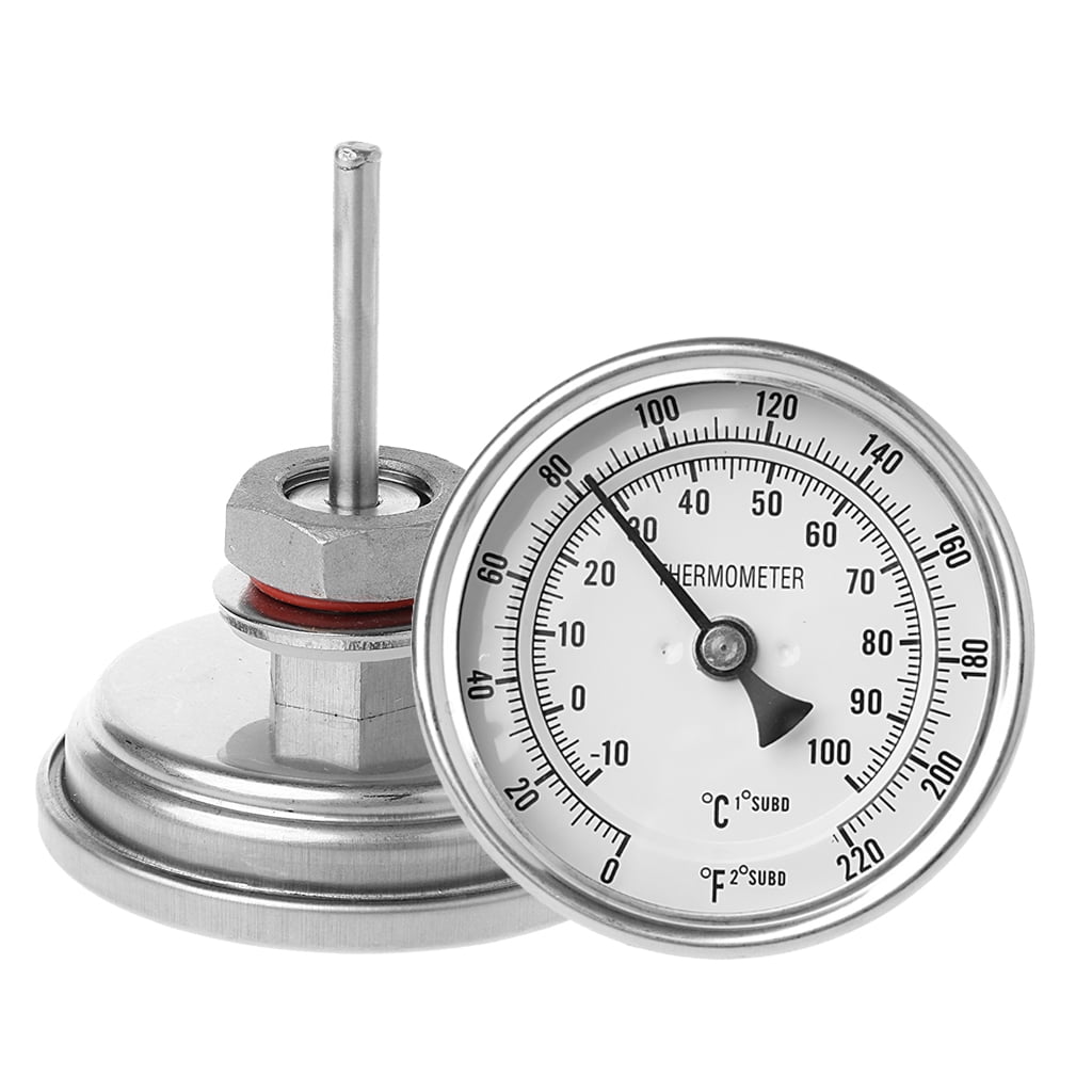 Shenxay Kit de thermomètre homebrew analogique à 3 cadrans 2 Sonde 0-220 degrés Bière Homebrew Vin de bouilloire avec écrou 
