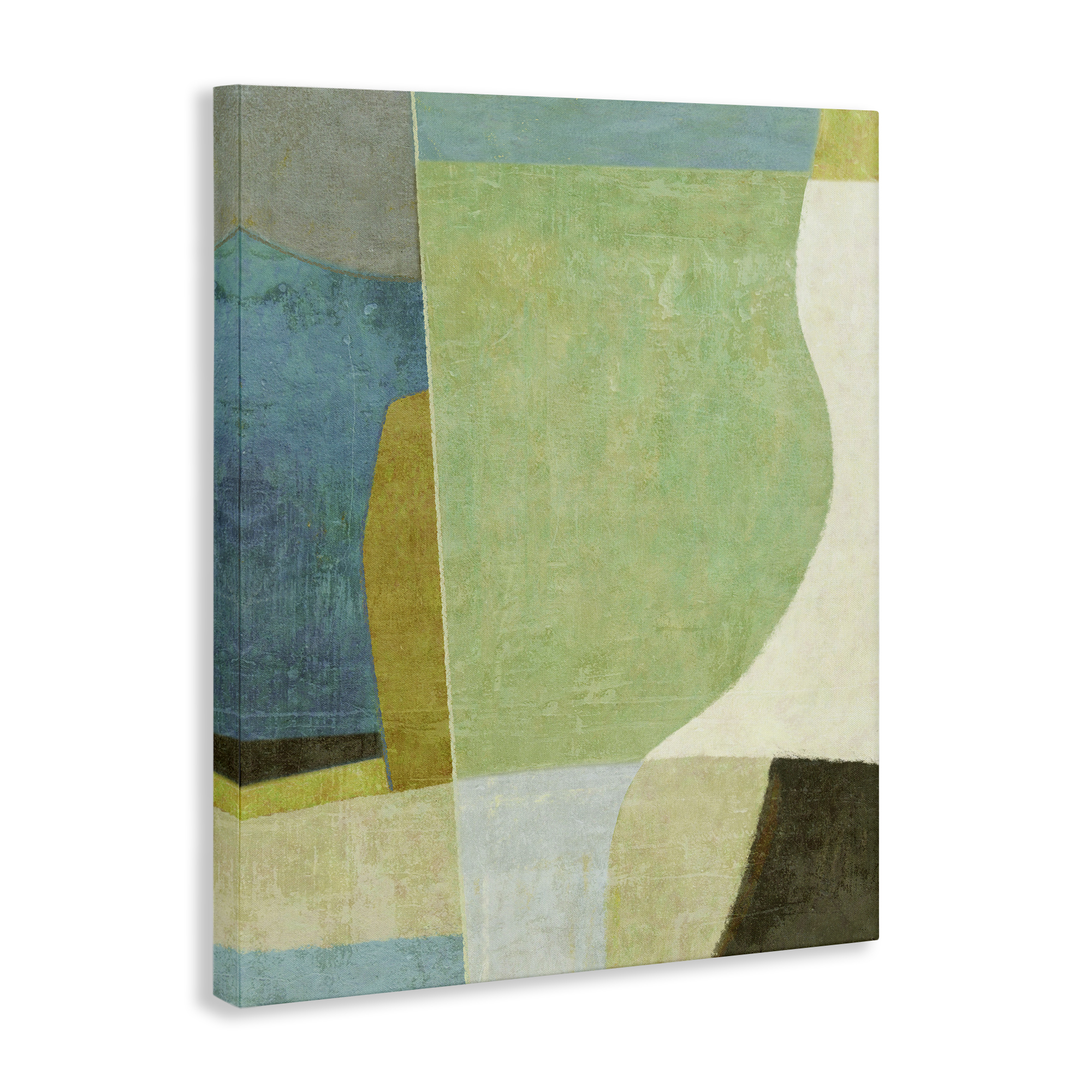 Stupell Industries Green Geometric Collage Abstract Painting Gallery Wrapped Canvas Art Print Wall Art, 36 x 48
