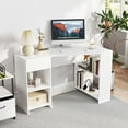 thumbnail image 6 of CRXX Corner Desk with Drawer, 48’’ Writing Desk with Storage Shelves, White Study Table for Kids Room, Wood Vanity Makeup Table, Small Desk for Bedroom, Living Room, Study, Home Office (White, 48''), 6 of 19