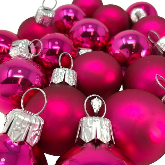 Pinnacle Peak Trading Pink Shiny and Matte Polish Glass 30mm Ball Bauble Ornaments 20 Piece Made in Poland 1.2 Inch