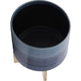 thumbnail image 4 of Sagebrook Home 15348-03 11" DOTTED PLANTER W/ WOOD STAND, BLUE, 4 of 4
