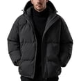 thumbnail image 3 of COSFO Black Men's Puffer Jackets Winter Hooded Quilted Coat Zip Up Warm Heavyweight Outerwear Jackets, 3 of 7