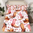 thumbnail image 2 of Manfei Cool Western Cowgirl Twin Sheet Sets,Boho Cowboy Boots Twin Fitted Sheet,Pink Flower Blossom Flat Sheet For Girls Kids,Super Cozy Room Decor,3-Piece, 2 of 7