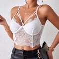 thumbnail image 5 of JGGSPWM Women's Lace Overlay Bustier Crop Tank Top Adjustable Straps Scalloped Hem Casual Night Out Translucent Top White XS, 5 of 6