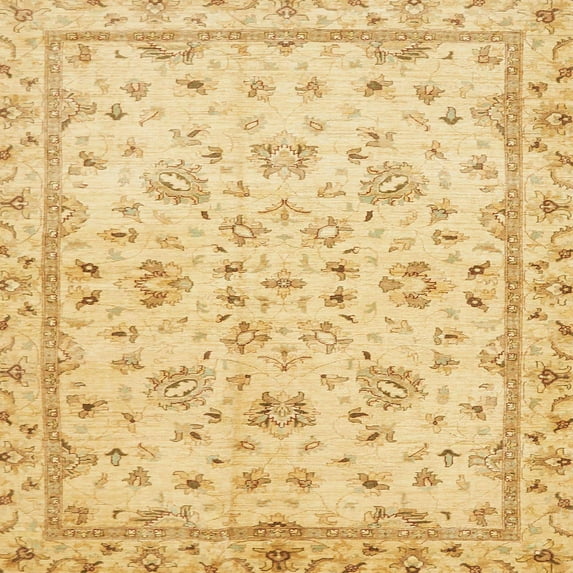 Ahgly Company Machine Washable Indoor Square Abstract Yellow Area Rugs, 7' Square