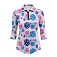 thumbnail image 2 of Uorisanigo Colorful Golf Womens Golf Shirt Size L Versatile Athletic Polo Workout Tops Comfortable Quick Dry Fashionable 3/4 Sleeve Outing Wear with Zip Up Collar Workout Sports, 2 of 7