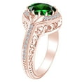 thumbnail image 2 of AFFY 2.08 Carat Oval Shape Green Emerald & Natural Diamond Halo Wedding Ring Set 14K Solid Rose Gold Ring Size-6, 2 of 2