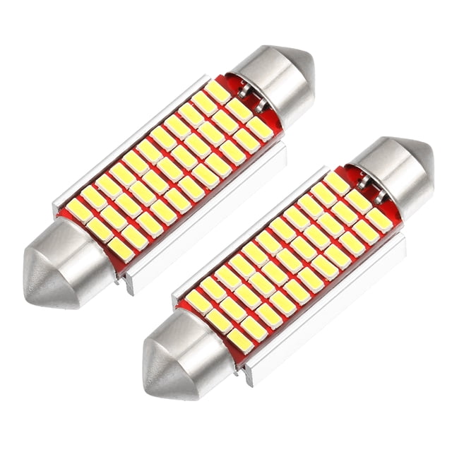 Festón de luz LED Festón de LED brillante blanco 41 mm 211 212 LED Sin errores Canbus 33SMD 3014 Chipsets Metal Tono plateado Amarillo (juego de 2)