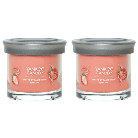 Yankee Candle Small Tumbler Scented Single Wick Jar Candle, White Strawberry Bellini, 4.3 oz (Pack of 2)