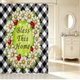 thumbnail image 2 of Erosebridal Playful Bug Ladybug Shower Curtain 72Wx72L,Boho Daisy Floral Bathroom Curtain,Beige Black, 2 of 5