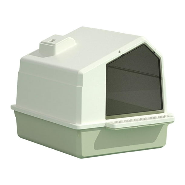 Inodoro para gatos de gran capacidad con tapa, baño cerrado, arena para mascotas Verde