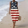 thumbnail image 5 of QUNYINEY Independence Day Beach Sundresses for Women Long Sleeveless Patriotic Cotton Linen Tank Dress Loose Fit Summer Casual Crew Neck Dresses, 5 of 9
