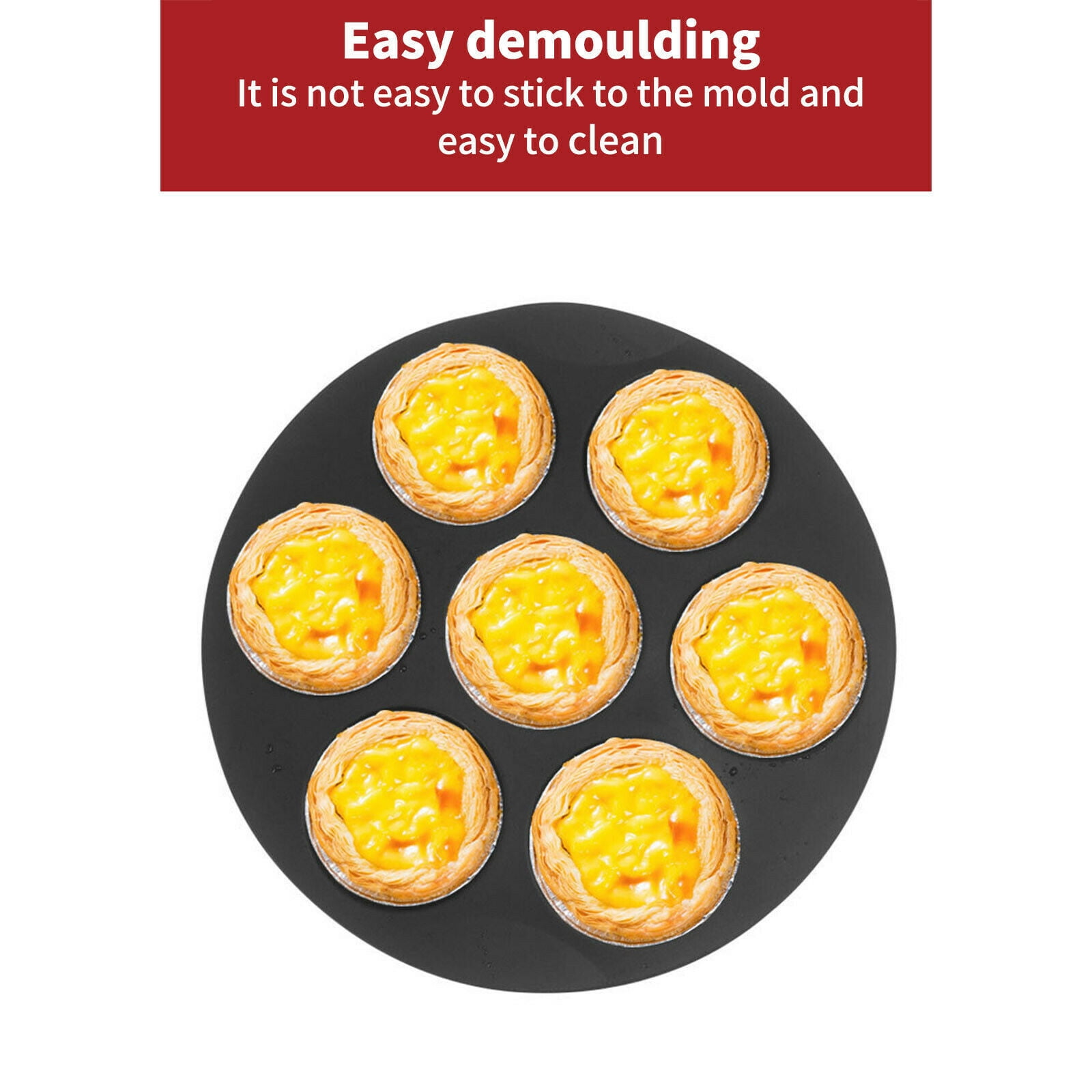 QuanTara 7in Round Silicone Muffin Cups, 6-Cavity Air Fryer Cake Pan, Non-Stick Reusable Baking Cups for Muffins, Cupcakes & Chocolate