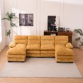 thumbnail image 2 of 111.8" Sectional Couch, U-Shaped Profile Sofa Including Two Single Seats And Two Chaise, Modern Chenille Comfy Modular Sofa with Comfy Wide Armrests and 2 Layer Seat Cushions, for Living Room, Yellow, 2 of 9