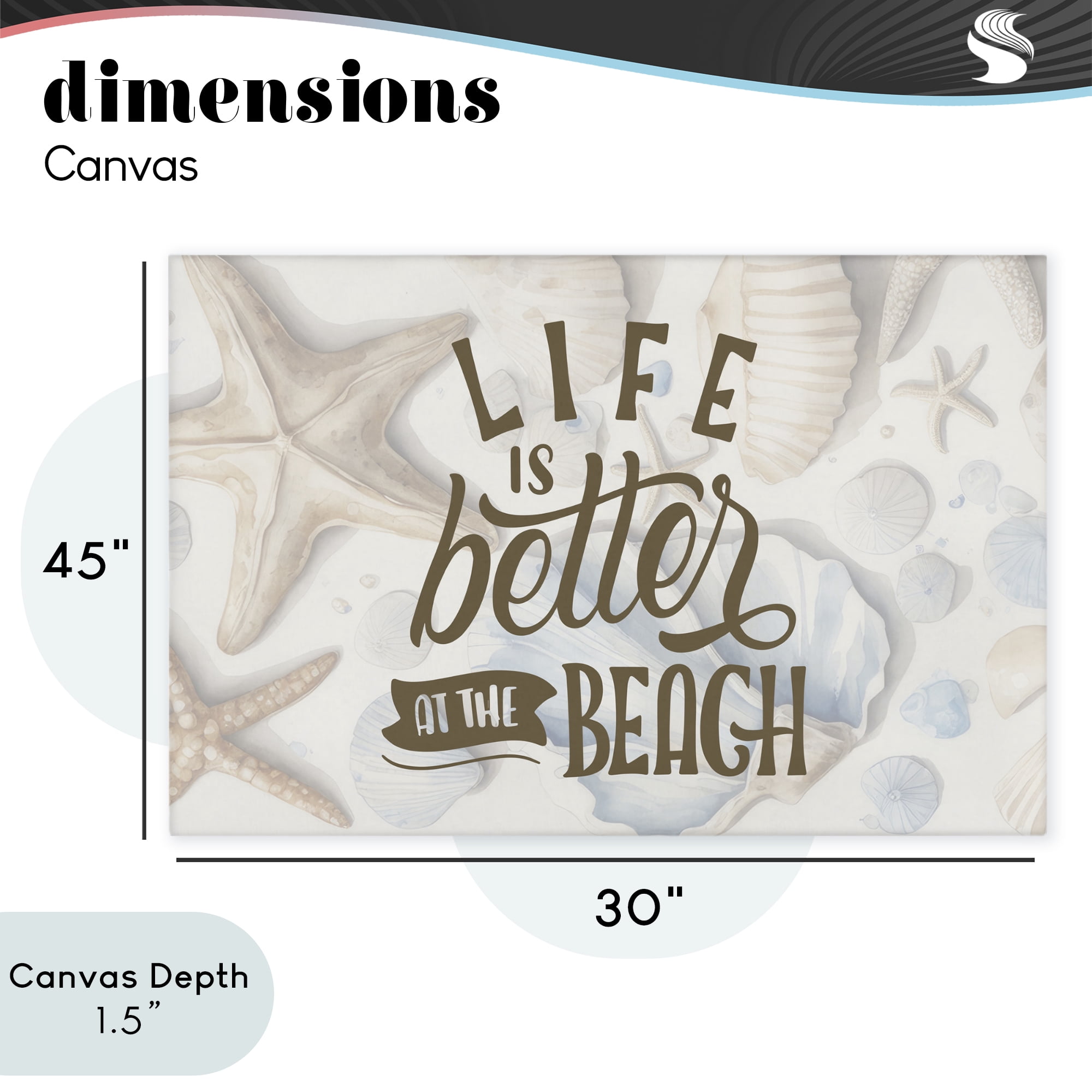 Stupell Industries Better At Beach Seashells Canvas Wall Art, design by Kim Allen