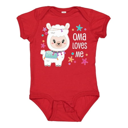 

Inktastic Oma Loves Me- Cute and Happy Llama Gift Baby Boy or Baby Girl Bodysuit