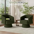 thumbnail image 5 of Hawsaiy Swivel Barrel Accent Chair, Oversized Teddy Upholstered Armchair with 360° Rotation, Modern Comfy Lounge Chair for Living Room, Bedroom, Office, Green(2Pcs), 5 of 10