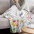 thumbnail image 3 of Wildflowers Blanket Soft Cozy Warm Throw Blanket for Couch, Plush Fuzzy Flannel Fleece Blankets for Sofa, Spring Country Tulip Butterfly Floral Leaf Bed Blankets Lightweight Gifts for Women, 32"x48", 3 of 9