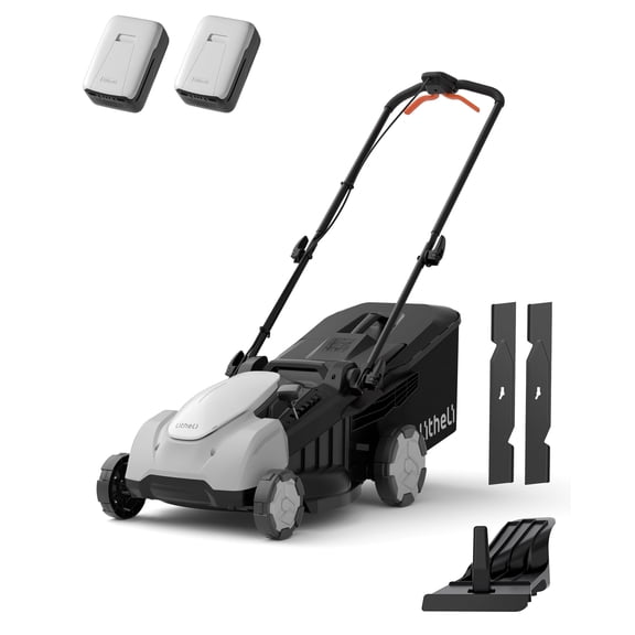 Litheli 40V Cordless Electric Lawn Mower, 17-Inch, Self-Propelled, Brushless Motor, 6-Position Height Adjustment, with 2 x 5.0Ah Battery, for Lawns & Gardens