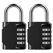 BiJun 2 Pack Combination Lock 4 Digit Outdoor Waterproof Padlock for School Gym Locker, Sports Locker, Fence, Toolbox, Gate, Case, Hasp Storage (Black)