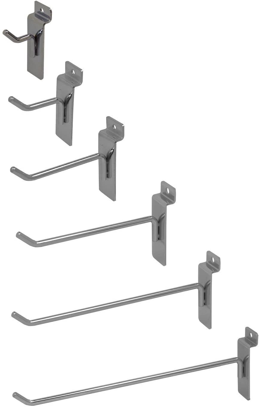 25 White 6" Slatwall Metal Peg Hooks Slat Wall Display 6mm Diameter Tubing 