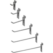 6" Chrome Slatwall Hooks, Slatwall Display Panel Hangers - 3 Pack