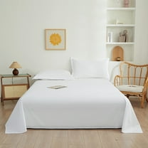 Fmbmuo 3 Piece King Sheet Set Anti-Slip Polyester Jersey 1x Bed Sheet,2x Pillowcases All-Season Unisex White
