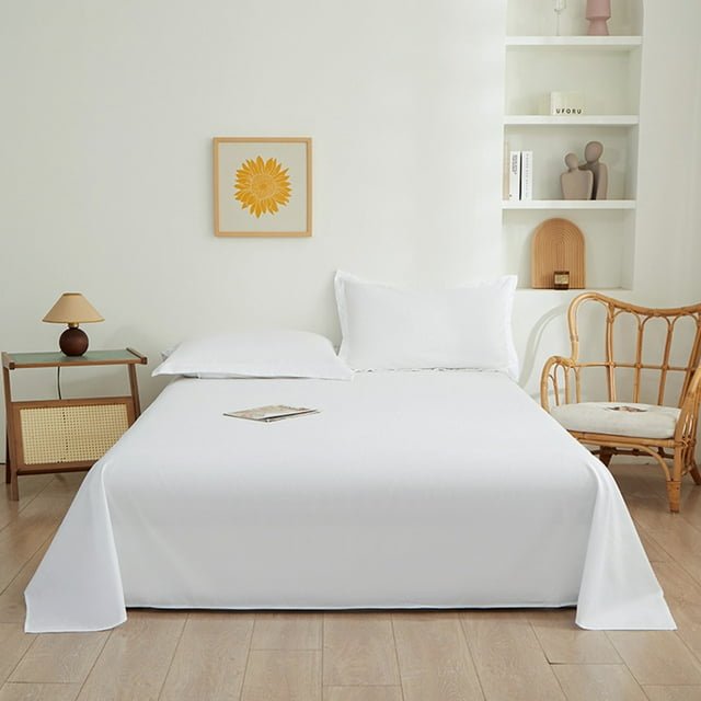 COM1950s Ensemble de Draps Format Grand, Draps de Lit en Polyester, Drap-Housse Uni Lavable avec Taies d'Oreiller, Doux, Confortable et Durable pour un Sommeil Réparateur