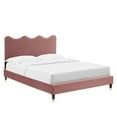 thumbnail image 2 of Modway Current Performance Velvet Queen Platform Bed in Dusty Rose, 2 of 10