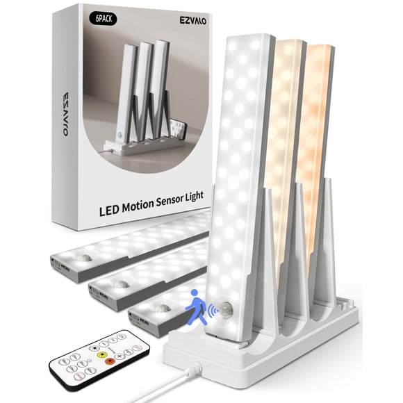 EZVALO Under Cabinet Lighting,Closet Lights for Kitchen 6 Pack 23cm with Station